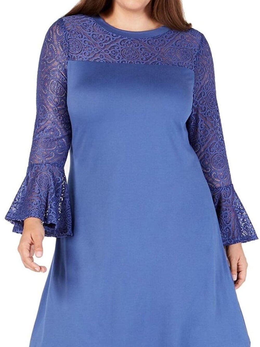 Love Squared Womens Trendy Plus Size Lace Yoke A Line Dress